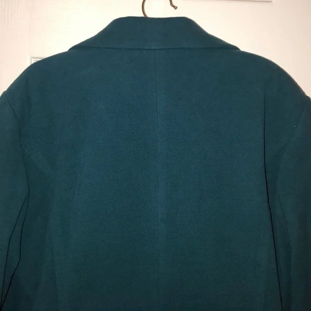 XXL Two Button Front Collared Teal Pea Coat - Picture 4 of 10